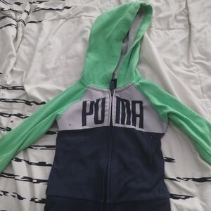 Puma Green and Navy Kids Hoodie